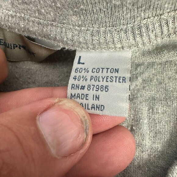 Basic Equipment Mens Henley Shirt Size Large Gray Striped Short Sleeve - Picture 4 of 5